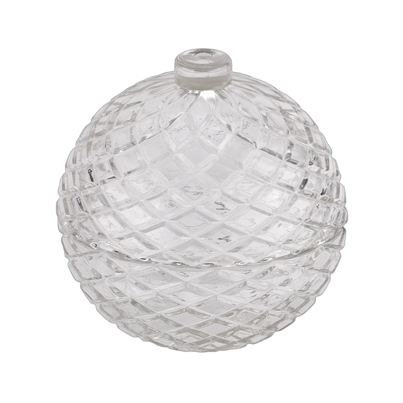 Pakyawan spherical rhombus-shaped glass candle garapon na may mga lids