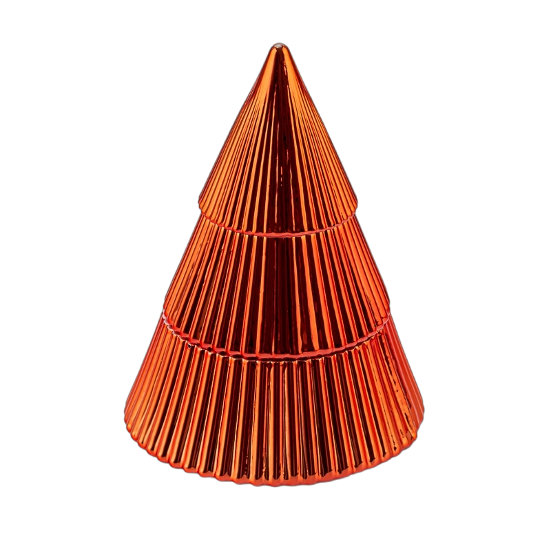 Lussuoso vaso di candele in vetro a forma di Natale rosso personalizzato con coperchi
