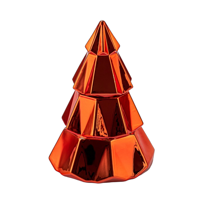 Lattine di candele per alberi di Natale rosso geometrico all'ingrosso con coperchi