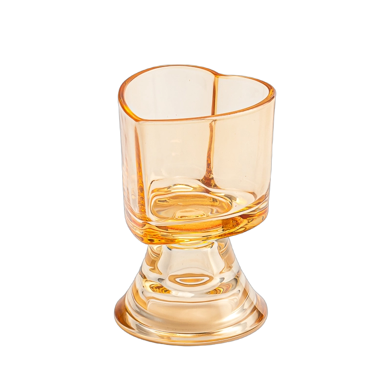 Luxuriöser, maßgeschneiderter Kerzenhalter aus bernsteinfarbenem Glas mit doppeltem Verwendungszweck