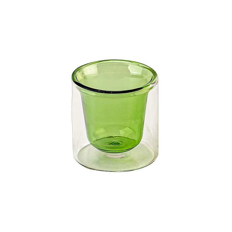 Großhandel Vintage-Kerzengläser aus grünem Doppelschichtglas