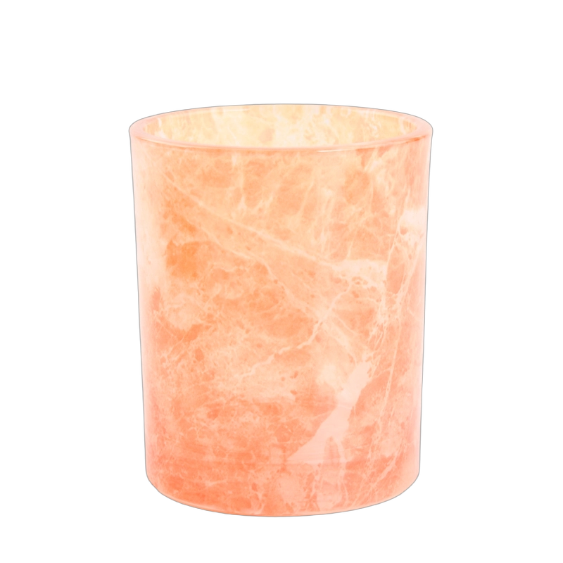 Custom Orange Marble Effect Glass Candle Containers