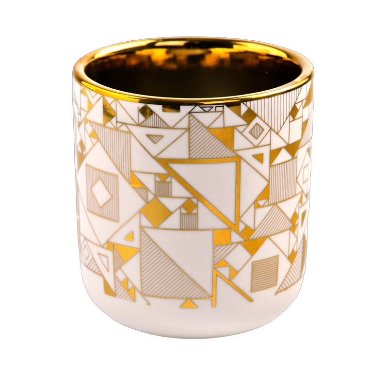 Candelero de cerámica geométrico personalizado, portavelas decorativo de lujo