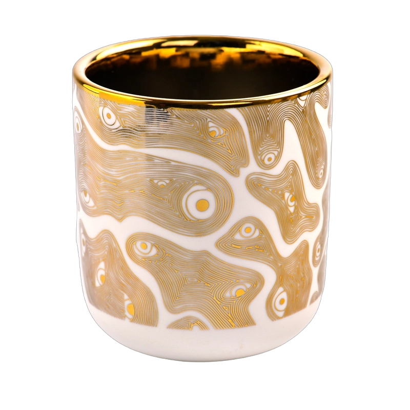 Candelero de cerámica abstracto personalizado, recipiente de vela de cerámica artístico