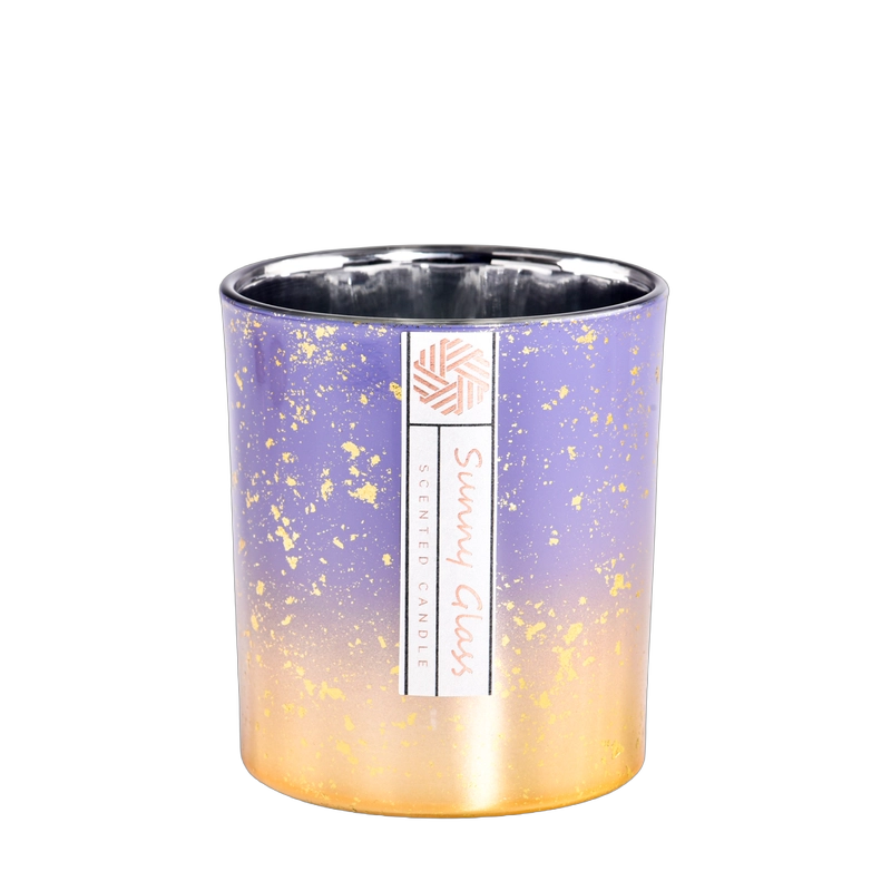 Brugerdefineret violet-til-guld gradient glas stearinlyskrukke dekorativt stearinlyskar i glas