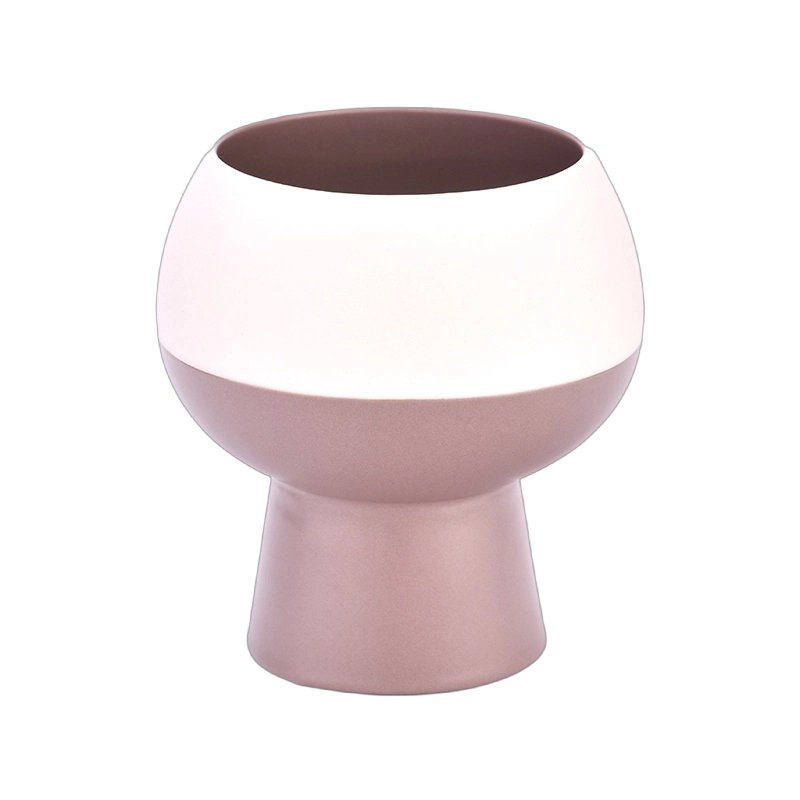 Custom Rose Mauve Ceramic Candle Holder Modern Dekorasyon Vessel