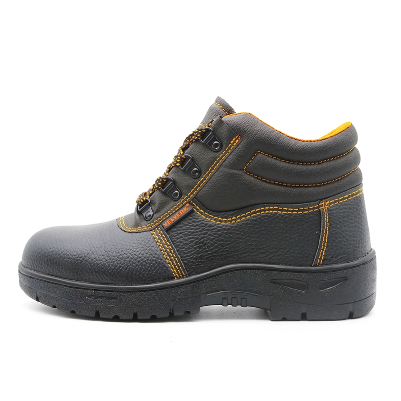 China RB1020 Black PU upper rubber sole iron toe prevent puncture men cheap safety shoes for construction manufacturer