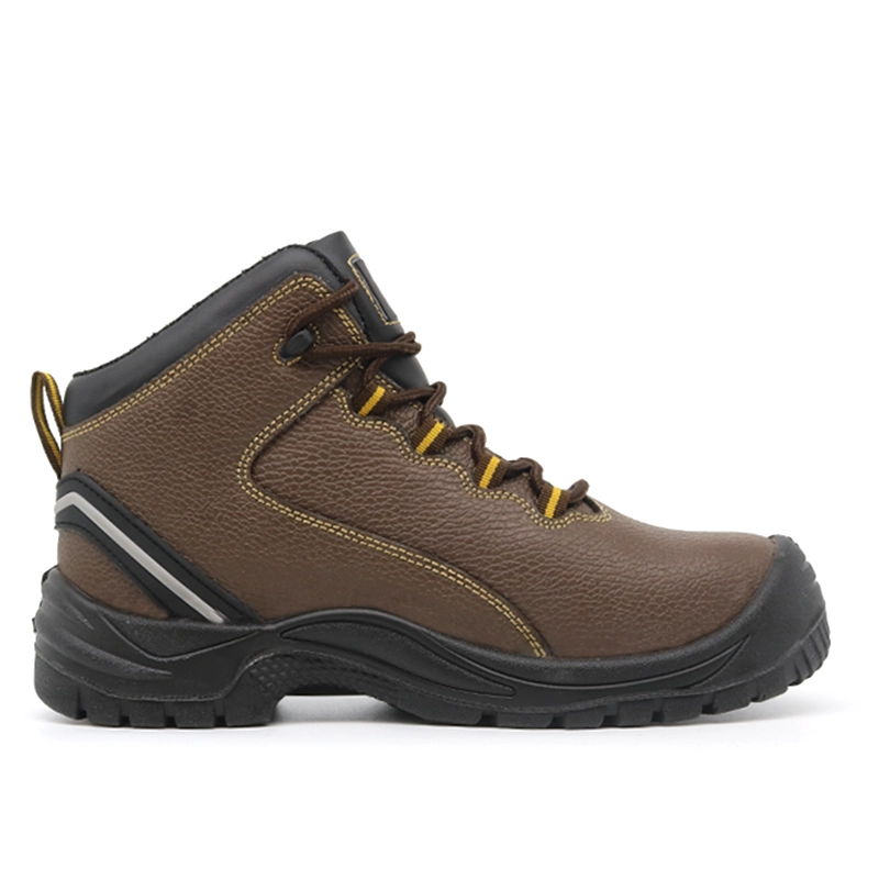 China TM016 Anti slip oil resistant pu sole puncture proof men brown leather safety shoes steel toe manufacturer
