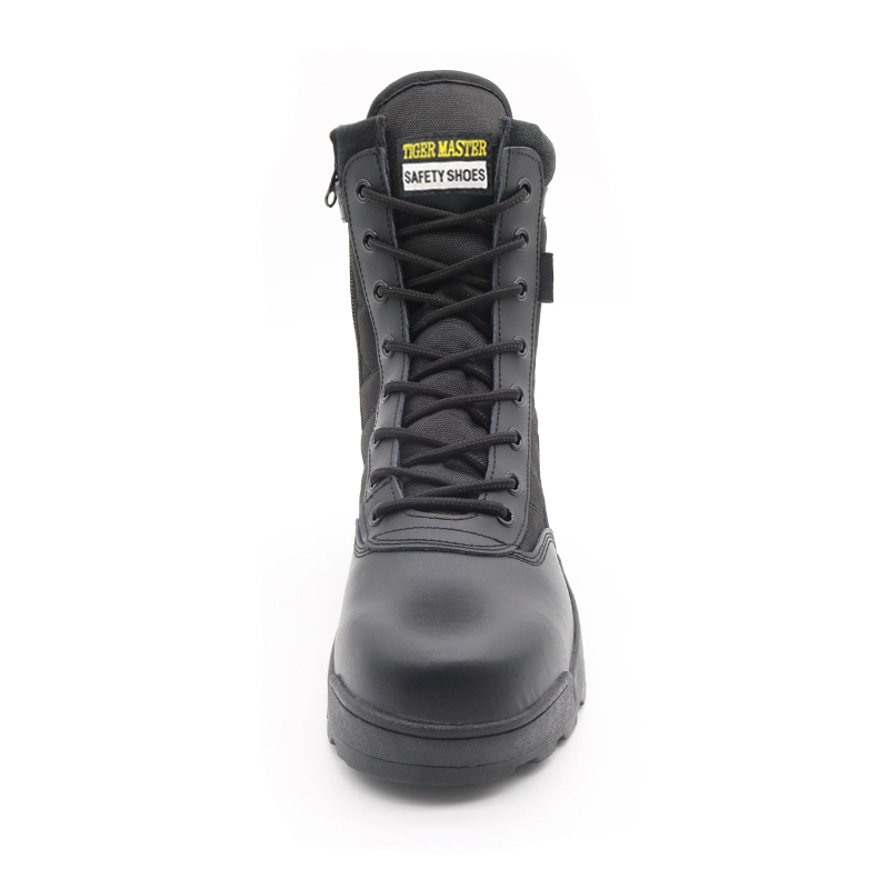 China TM132 antiderrapante sola de borracha preta couro de vaca biqueira de aço botas de caminhada ao ar livre do exército para homens fabricante