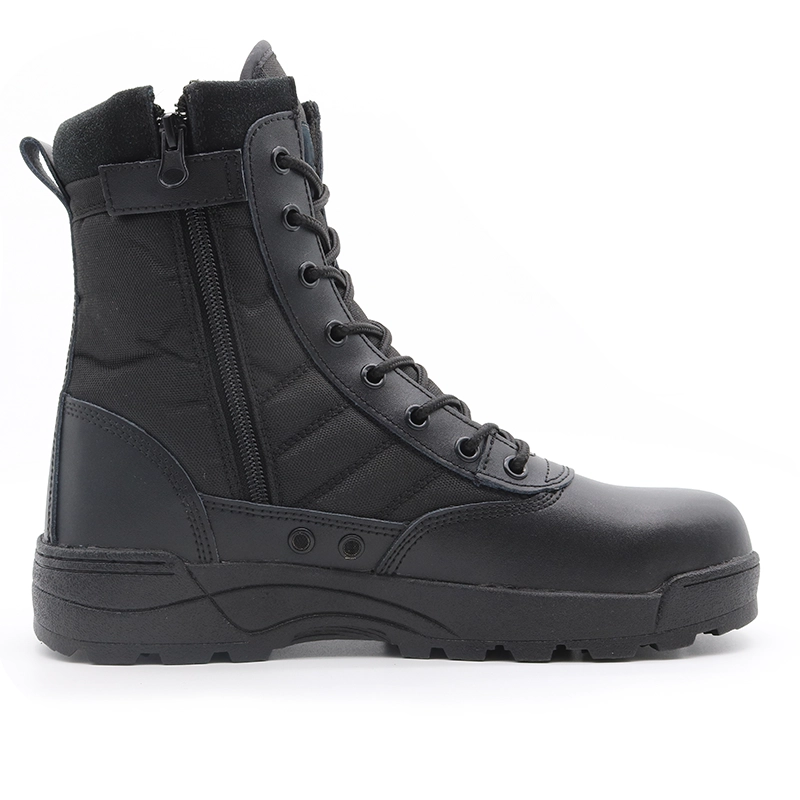 China TM132 antiderrapante sola de borracha preta couro de vaca biqueira de aço botas de caminhada ao ar livre do exército para homens fabricante