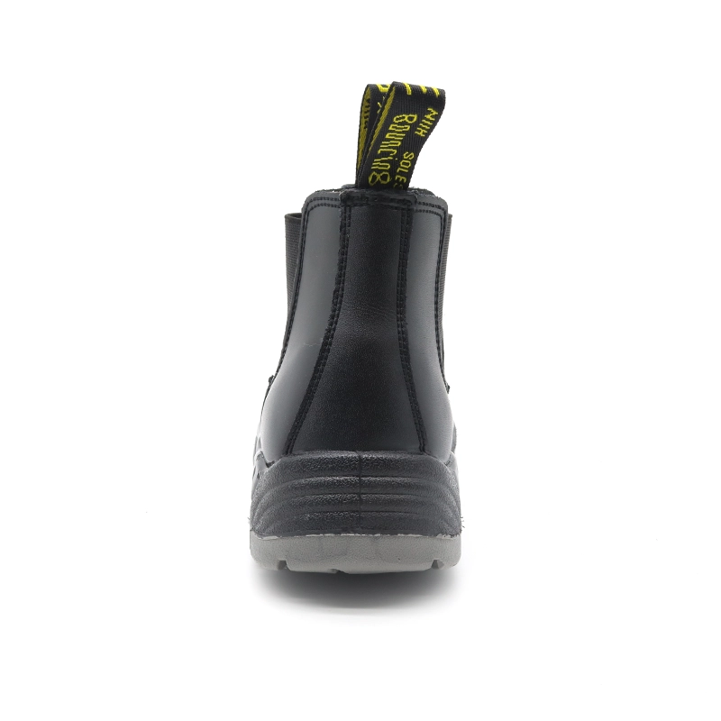 China TM062 Black cow leather anti slip pu sole steel toe safety shoes without laces for men manufacturer