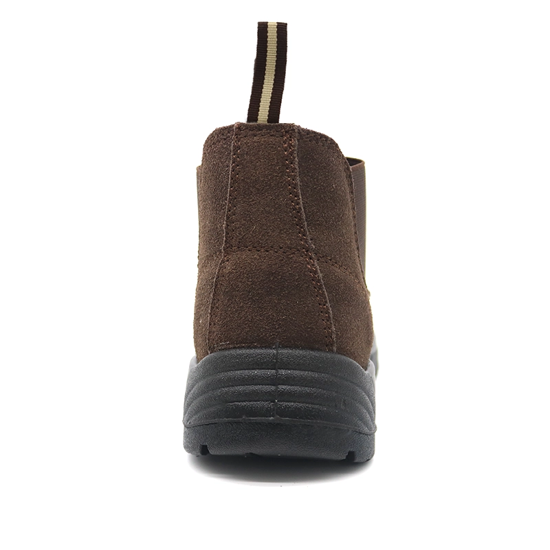 China TM033 Brown cow suede leather anti slip pu sole men non safety shoes without laces manufacturer