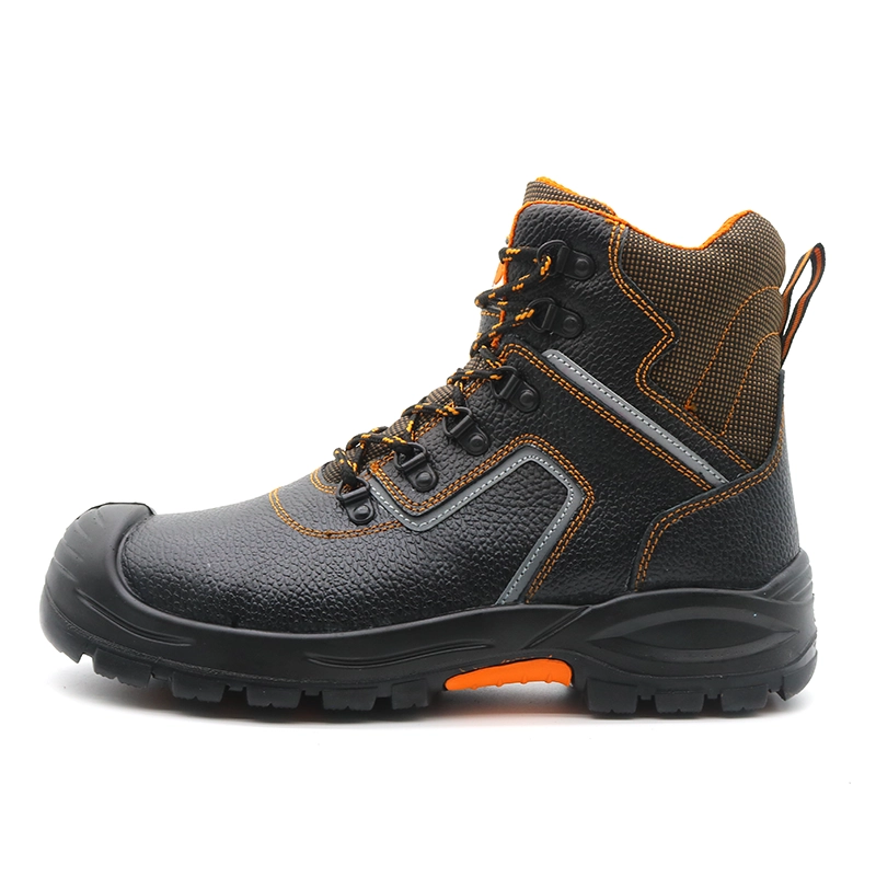 China TM116 PU rubber sole black cow leather oil gas industry safety shoes with steel toe manufacturer