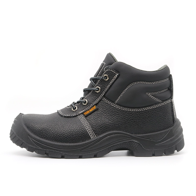 China TM009 Oil and slip resistant pu sole black genuine leather steel toe safety shoes CE S3 manufacturer