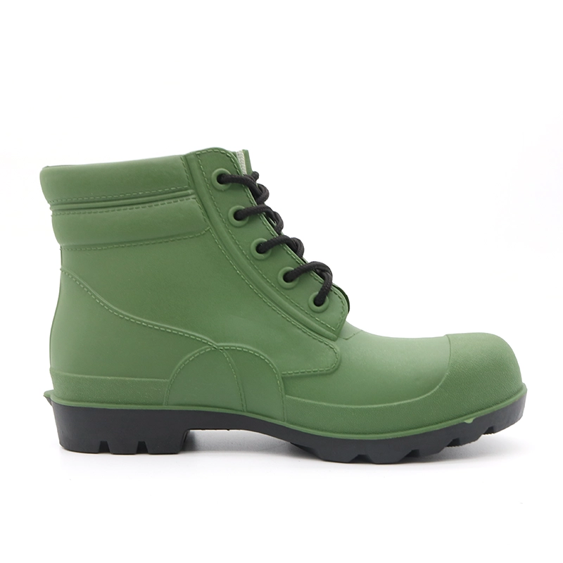 China GBA grüne, wasserdichte CE-Knöchel-PVC-Sicherheitsregenstiefel mit Stahlkappe Hersteller