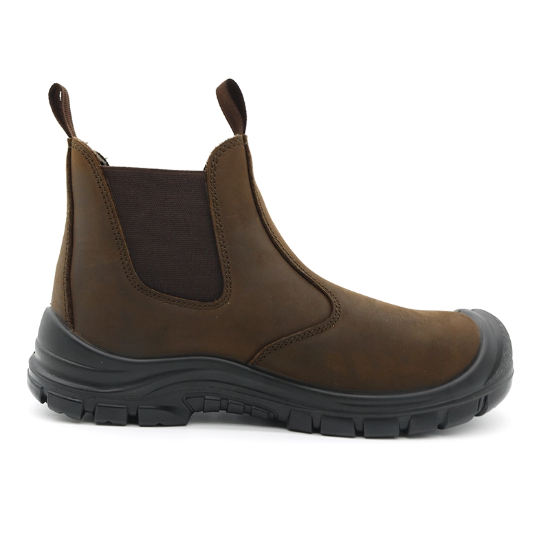 China TM160 Brown leather steel toe puncture proof men safety shoes without lace manufacturer