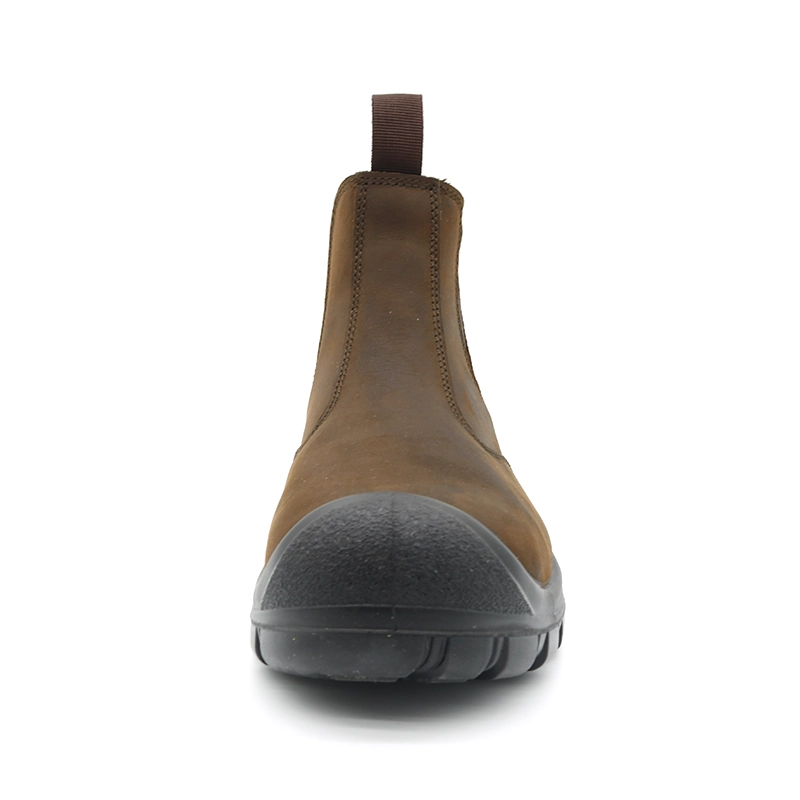 China TM160 Brown leather steel toe puncture proof men safety shoes without lace manufacturer