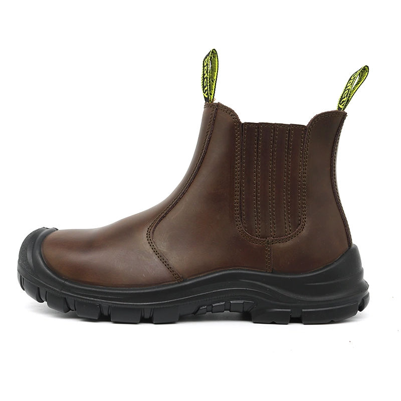 China TM168 Brown cow leather PU sole steel toe men safety shoes without laces manufacturer