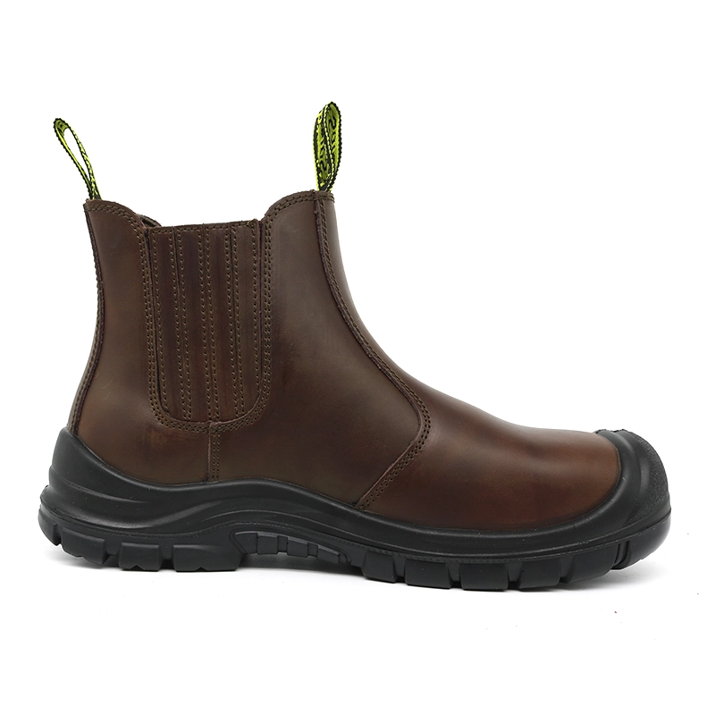 China TM168 Brown cow leather PU sole steel toe men safety shoes without laces manufacturer