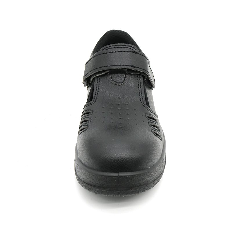 China TM075 Black leather anti slip steel toe summer safety shoes for men manufacturer