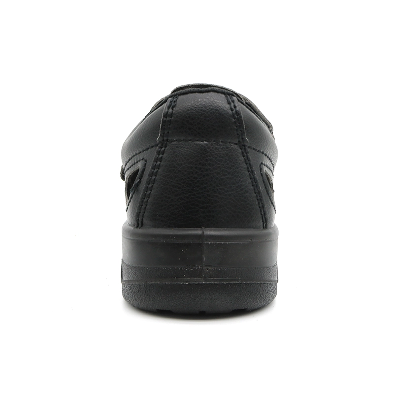 China TM075 Black leather anti slip steel toe summer safety shoes for men manufacturer