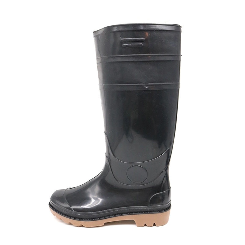 Chine GB03A bottes de pluie hautes en pvc imperméables antidérapantes noires non sécuritaires fabricant