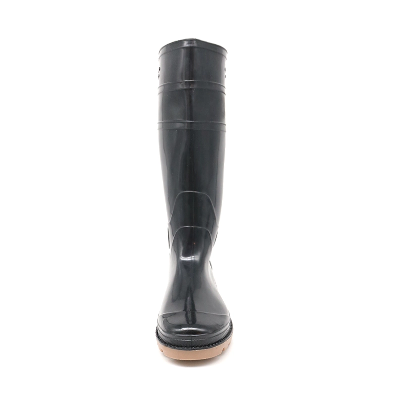 Chine GB03A bottes de pluie hautes en pvc imperméables antidérapantes noires non sécuritaires fabricant