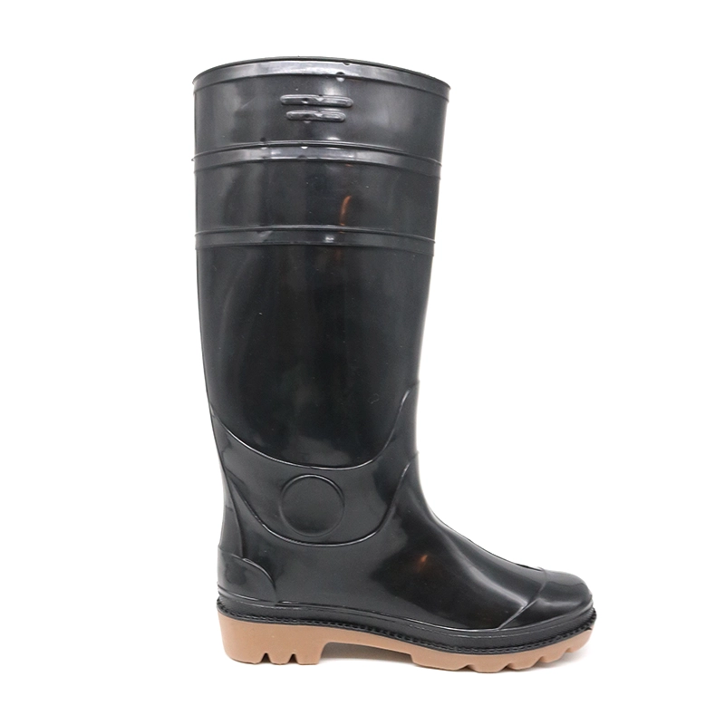 Chine GB03A bottes de pluie hautes en pvc imperméables antidérapantes noires non sécuritaires fabricant