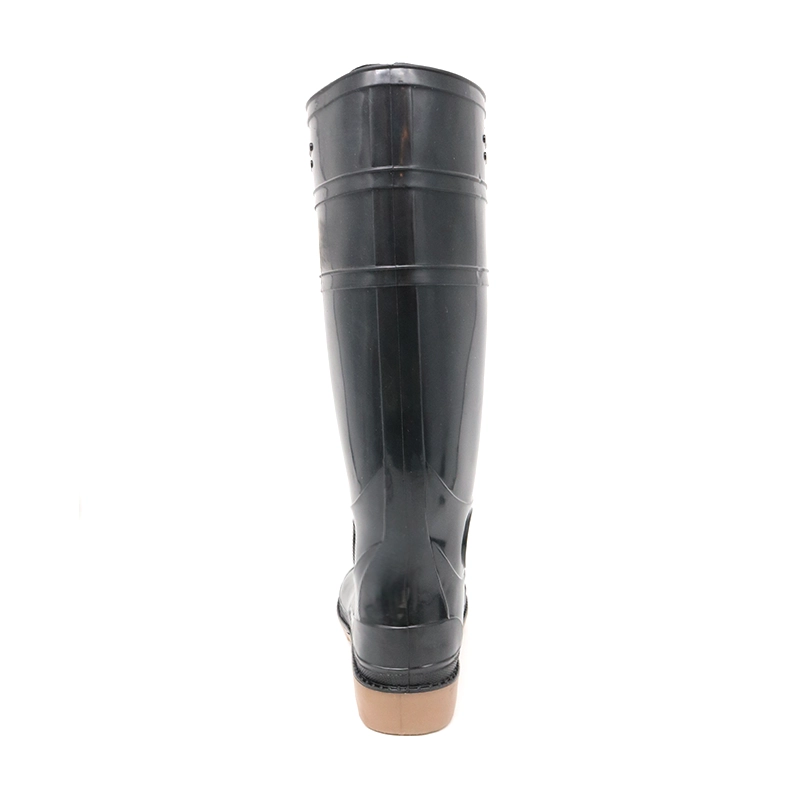 Chine GB03A bottes de pluie hautes en pvc imperméables antidérapantes noires non sécuritaires fabricant