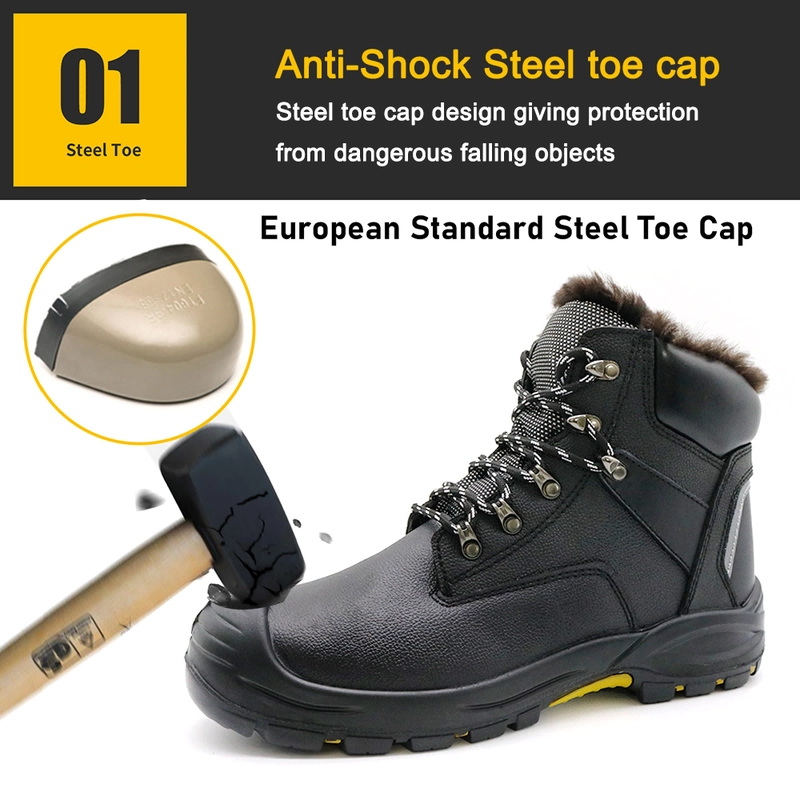 الصين TM3328 Black Steel Toe مضاد للبزل أحذية السلامة الشتوية للرجال الصانع
