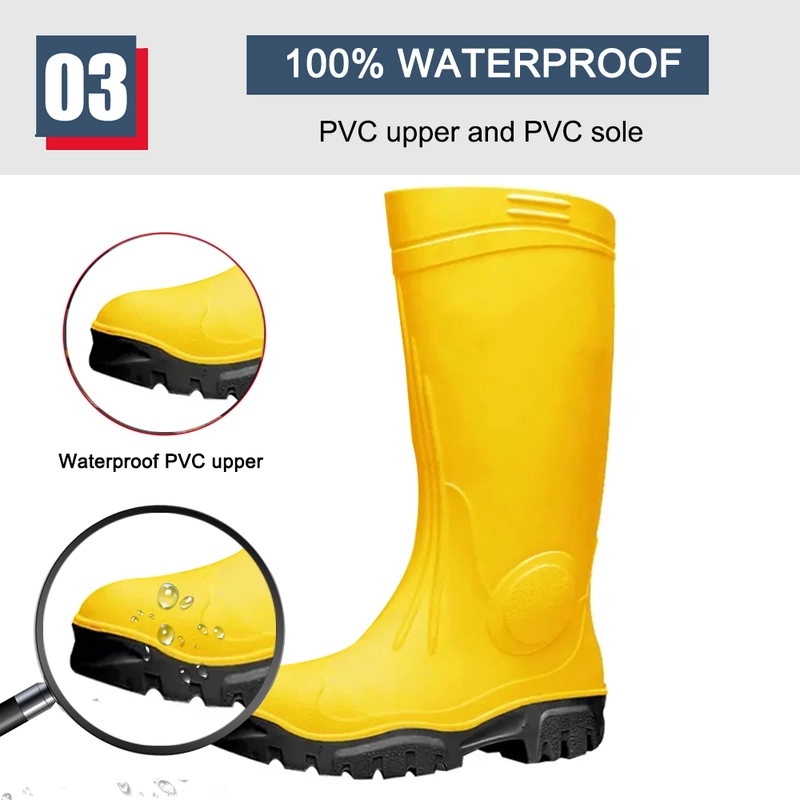 China GB39 Yellow PVC safety rain boots with steel toe manufacturer
