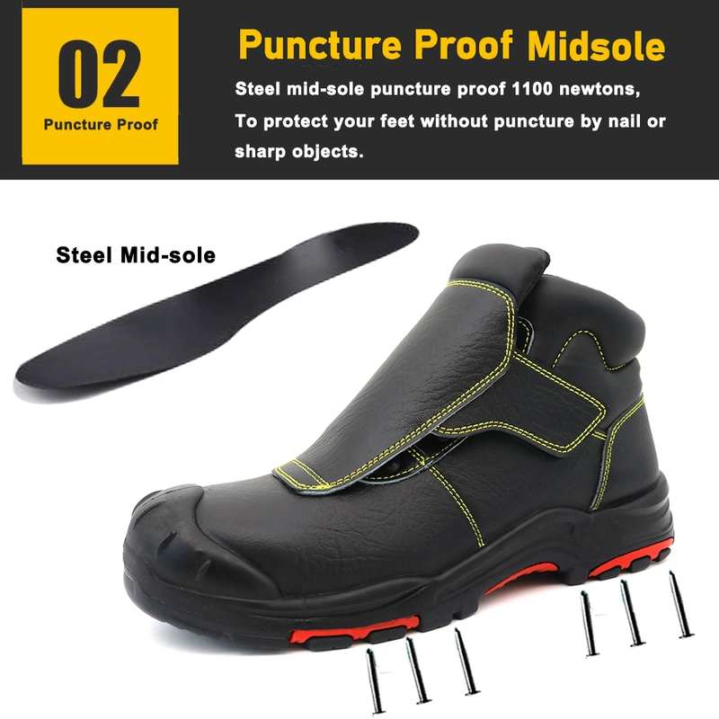 Cina TM185 Scarpe antinfortunistiche per saldatura per l'industria siderurgica in pelle nera produttore