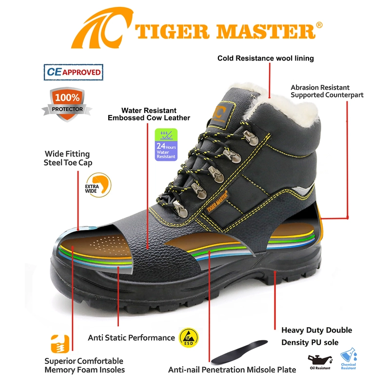 Cina TM3291 Scarpe antinfortunistiche invernali in pelle resistenti al freddo con puntale in acciaio produttore