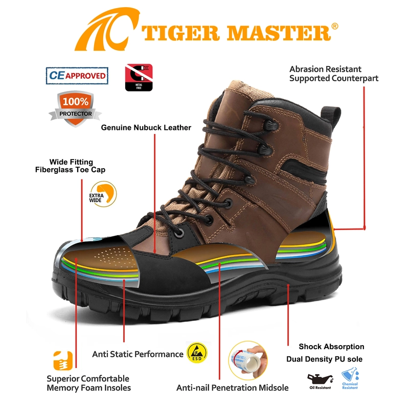 China TM3311 Botas de segurança antifuros com biqueira de fibra de vidro de alta qualidade à prova d'água fabricante