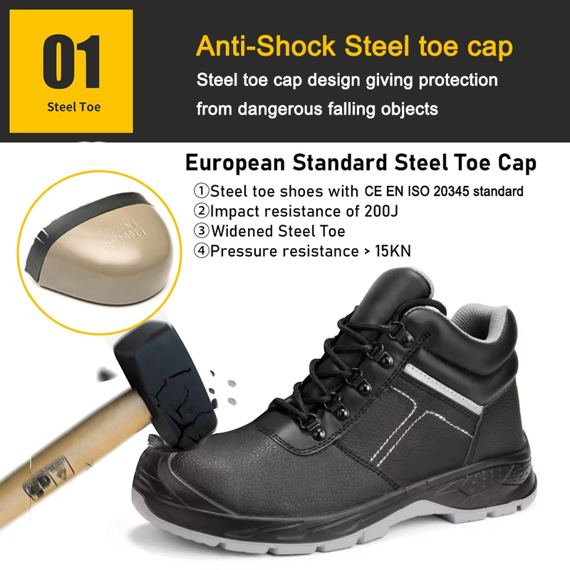 Chine TM3329 en acier toe en acier mi-semelle de sécurité en cuir pour les travailleurs de la construction fabricant