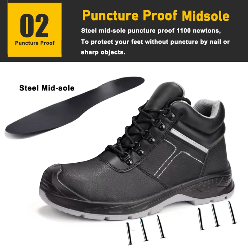 Chine TM3329 en acier toe en acier mi-semelle de sécurité en cuir pour les travailleurs de la construction fabricant
