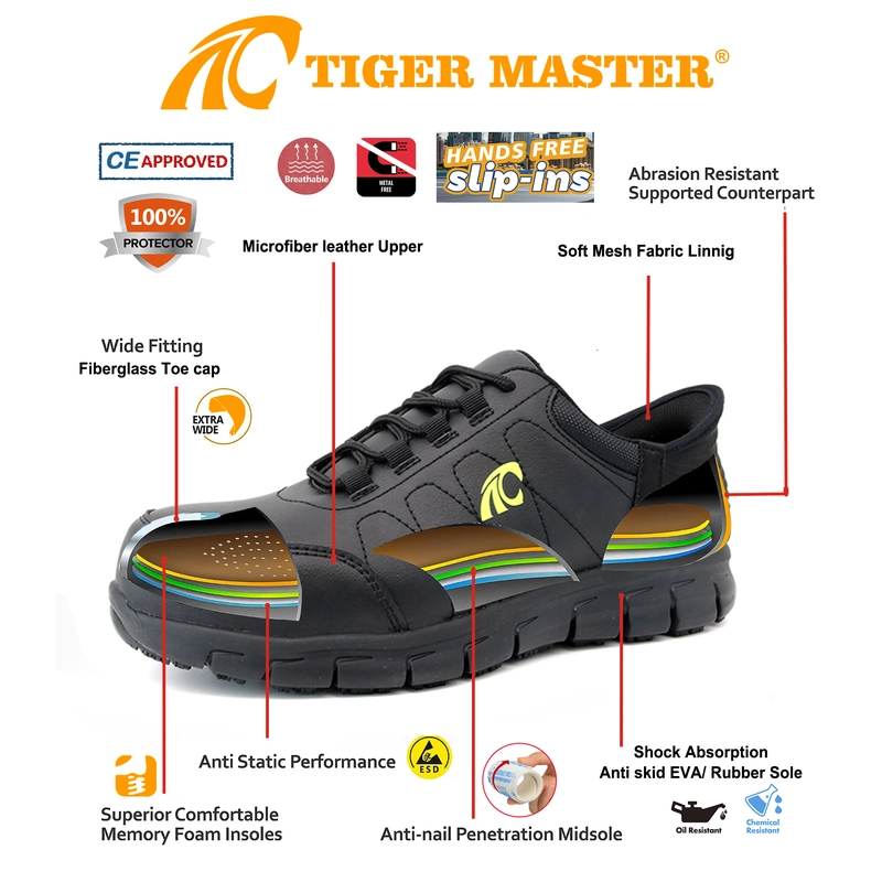 China TM2021 Slip-ins anti-skid glasvezel teen punctie bewijs nieuwe veiligheidsschoenen fabrikant