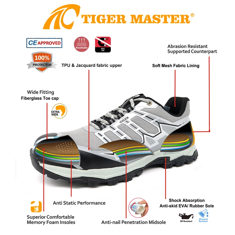 Chine TM2026-1 Chaussures de sécurité de randonnée de la mode antidérapante avec orteil en fibre de verre pour femmes fabricant