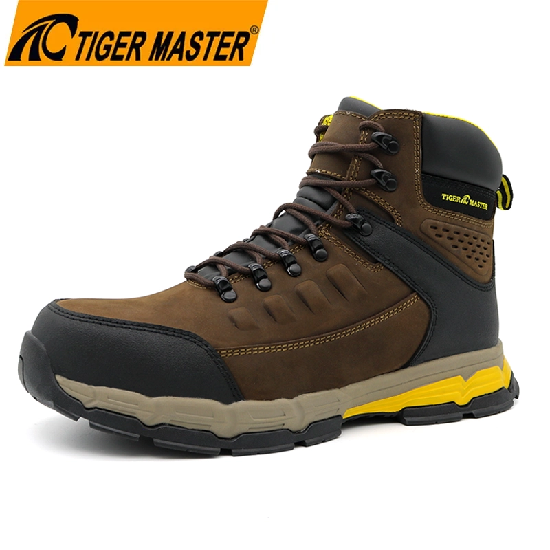 China TM197 Hochwertige braune echte Lederfaser -Zehen Sicherheitsstiefel brauner brauner echter Leder -Leder Hersteller