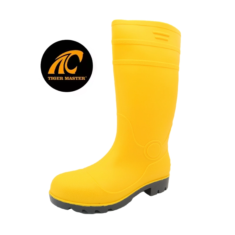 China GB42-1 Waterproof Steel toe Puncture-proof Yellow PVC Safety Gumboots Slip Resistant manufacturer