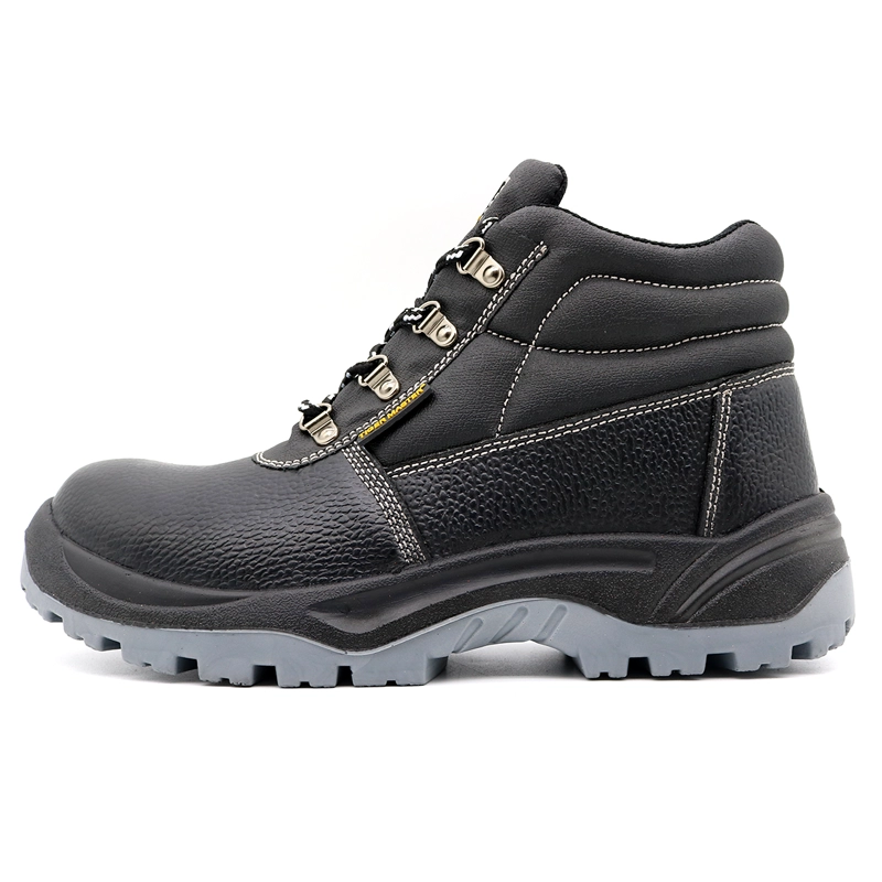 China TM008 EU-Fiberglas-Zehe, pannensichere Sicherheitsstiefel aus schwarzem Leder für die Industrie Hersteller