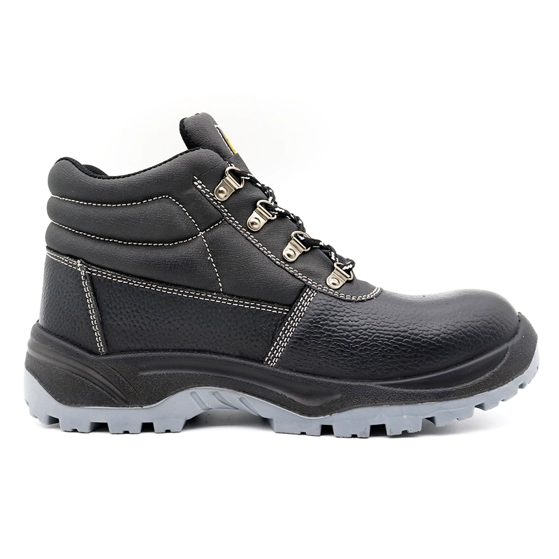 China TM008 EU-Fiberglas-Zehe, pannensichere Sicherheitsstiefel aus schwarzem Leder für die Industrie Hersteller