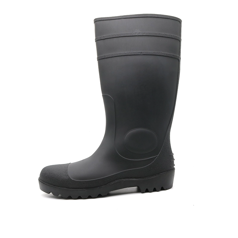 China GB06 CE Anti-Rutsch-Öl, säure-, alkalibeständige, wasserdichte PVC-Sicherheits-Regenstiefel mit Stahlkappe Hersteller