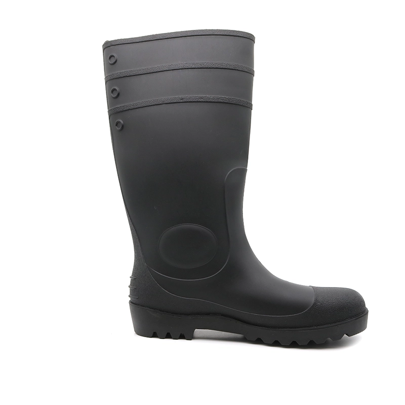 China GB06 CE Anti-Rutsch-Öl, säure-, alkalibeständige, wasserdichte PVC-Sicherheits-Regenstiefel mit Stahlkappe Hersteller