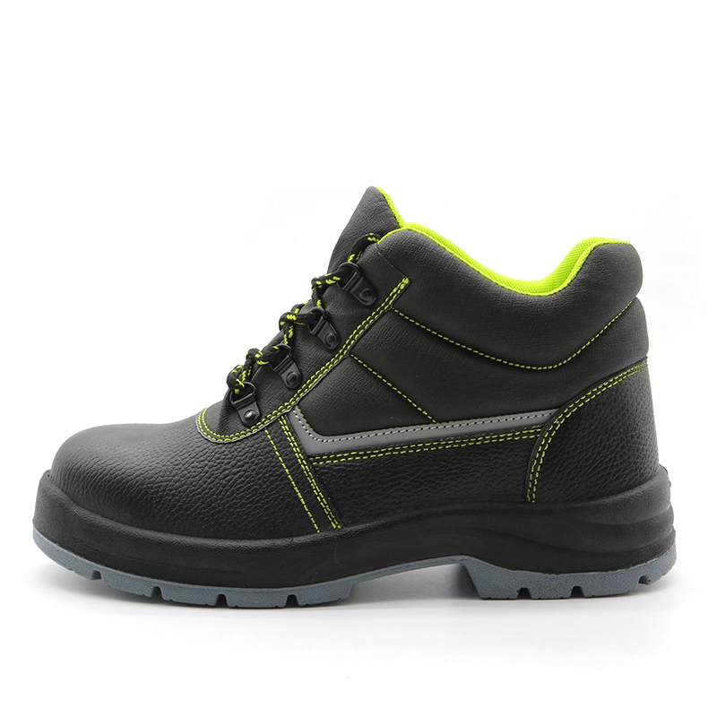 China TM052 Black leather non-slip pu sole anti puncture cheap price safety shoes steel toe manufacturer