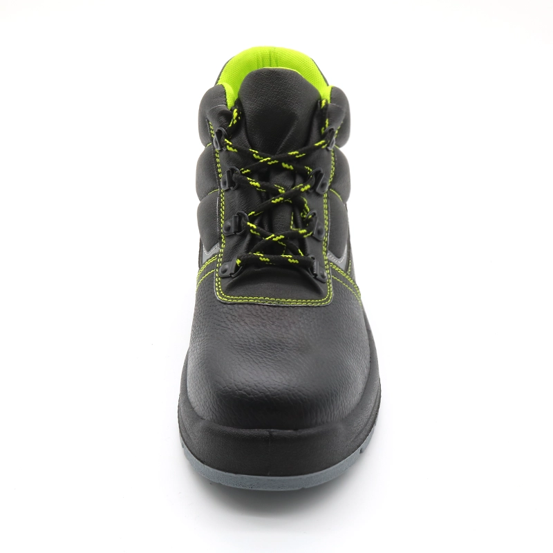China TM052 Black leather non-slip pu sole anti puncture cheap price safety shoes steel toe manufacturer