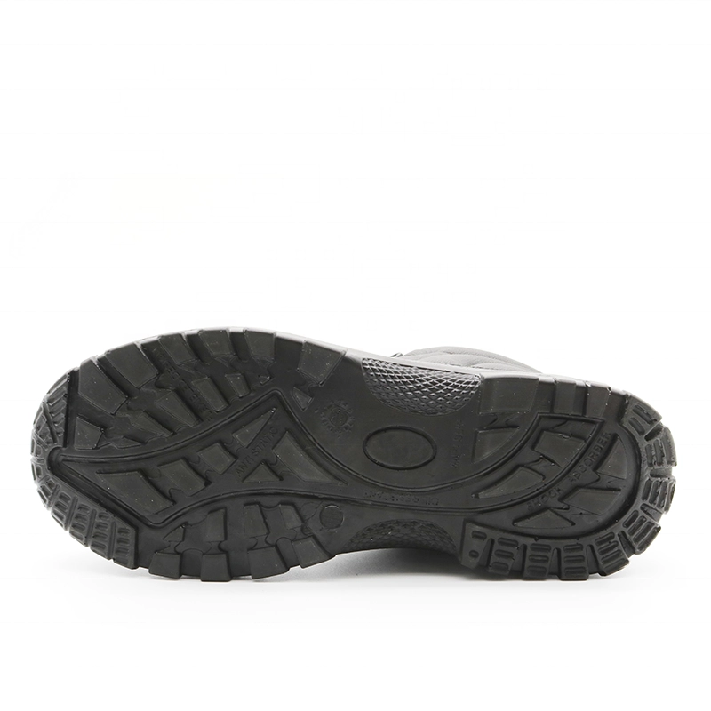 China TM051 Black genuine leather anti slip pu sole steel toe mid plate safety shoes boots manufacturer