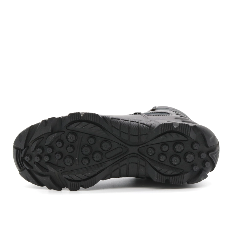 China TM123 Anti slip rubber sole black leather steel toe tactical military army shoes manufacturer
