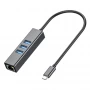 China 1000Mbps Gigabit 3 Poorten USB Type C 3.0 naar LAN Type C Hub USB Ethernet Adapter fabrikant