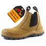 China TM160A Sapatos de segurança masculinos de couro nobuck amarelo antiderrapante biqueira de aço à prova d'água sem cadarços fabricante